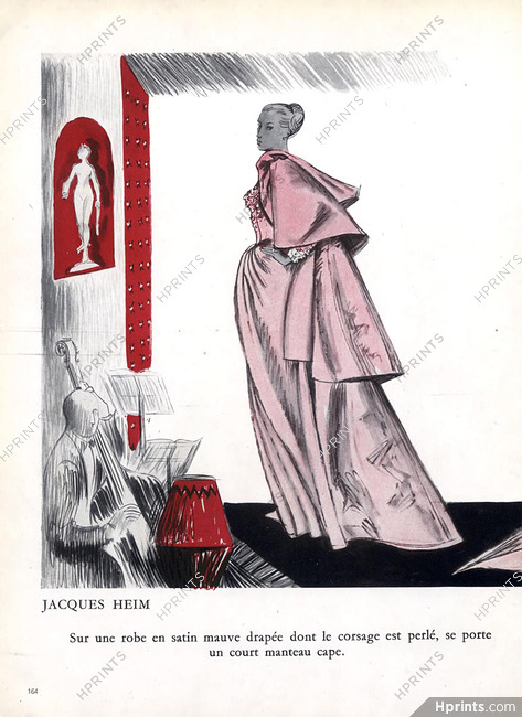 Jacques Heim 1948 André Delfau, Evening Gown Cape