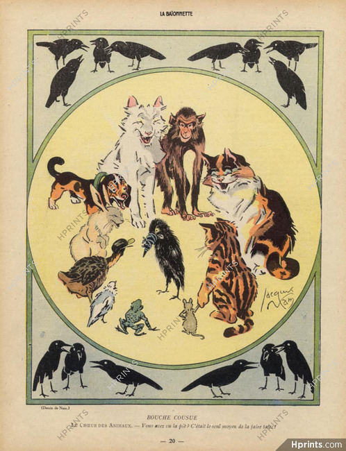Jacques Nam 1916 Le Choeur des Animaux... Cat, Dog, Rabbit, Monkey...