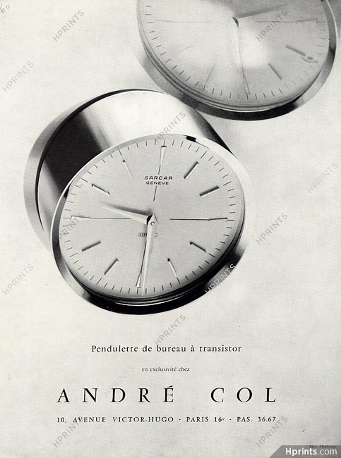 André Col 1960 Pendulette de Bureau