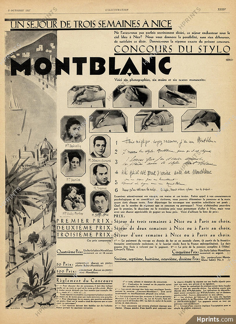 Montblanc (Pens) 1927 Portraits Spinelly, Simon Girard, Damia, M. Tramel, Gaby Morlay