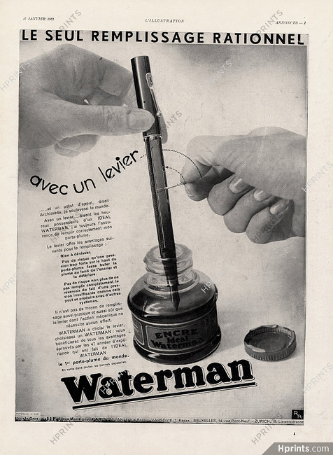 Waterman 1931 Remplissage rationnel