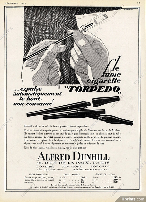Alfred Dunhill 1929 Fume Cigarette Torpedo