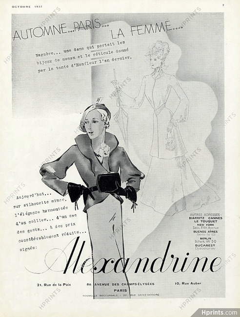 Alexandrine (Gloves) 1932 Gabrielle Sacy