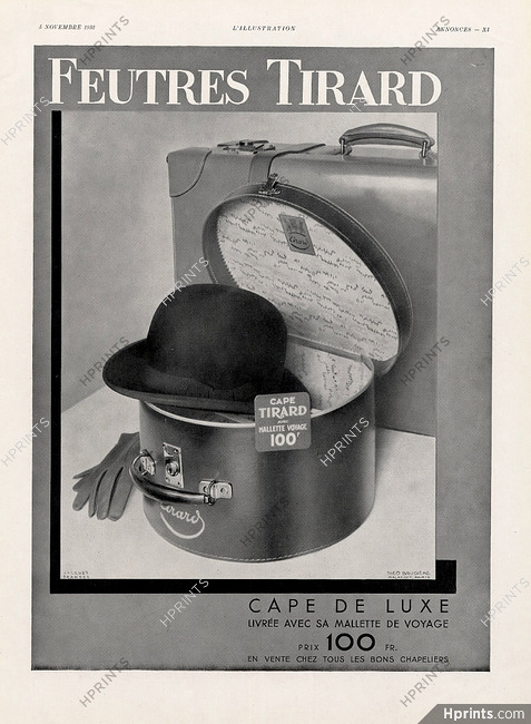 Tirard (Men's Hats) 1932 Hatbox, Jacques Branger, Théo Brugière