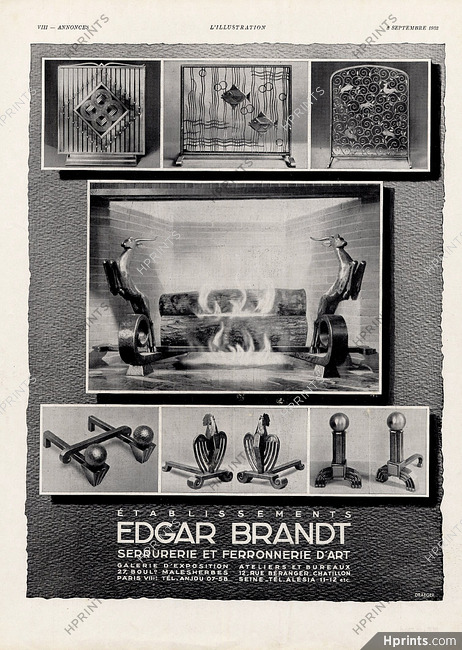 Edgar Brandt 1932 Fireplace accessories