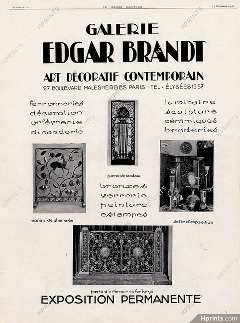 Edgar Brandt 1928 Decorative Arts, Ironworks, Screen of fire