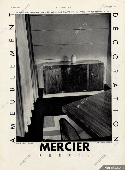 Mercier Frères 1931 Furniture