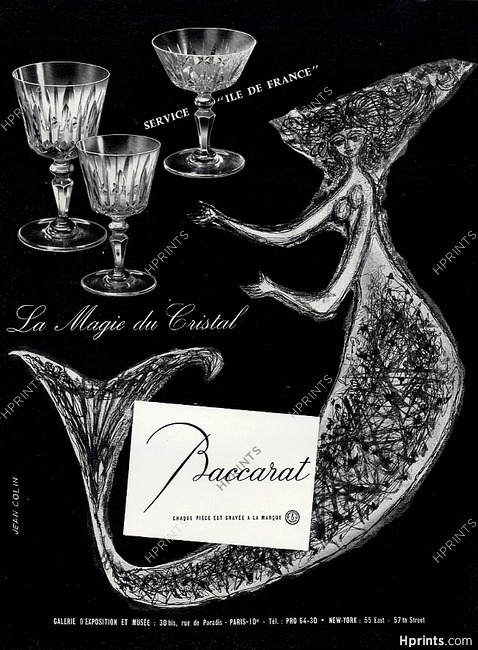 Baccarat (Crystal) 1956 Jean Colin, Mermaid "Service Ile de France"