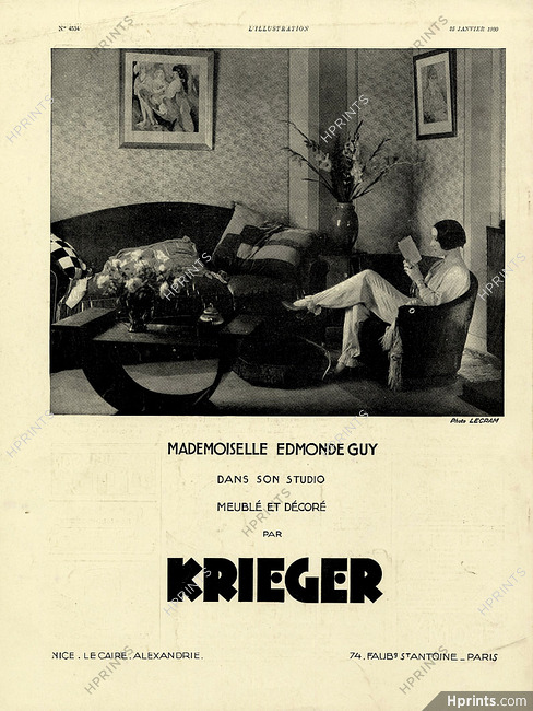 Krieger 1930 Mlle Edmonde Guy, Studio