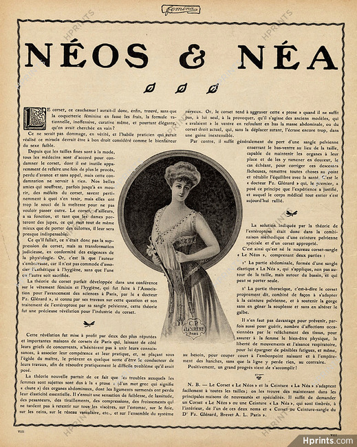 C.P. à la Sirène (Corsetmaker) 1906 "Néos & Néa Corset"