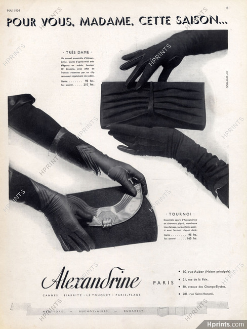 Alexandrine (Gloves) 1934 Handbags