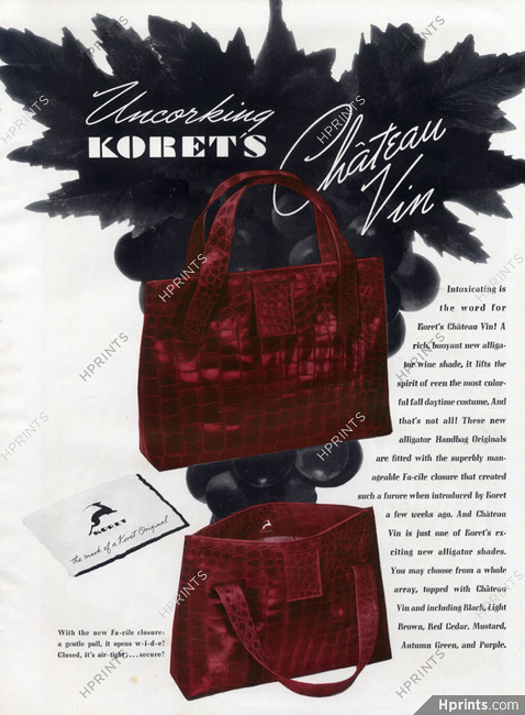 Koret (Alligator Handbags) 1938 Exotic Leather
