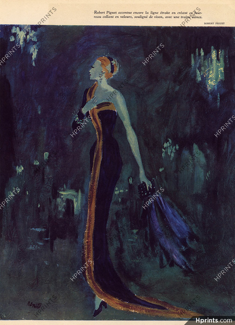 Robert Piguet 1948 Evening Gown, Fur, Eduardo Garcia Benito