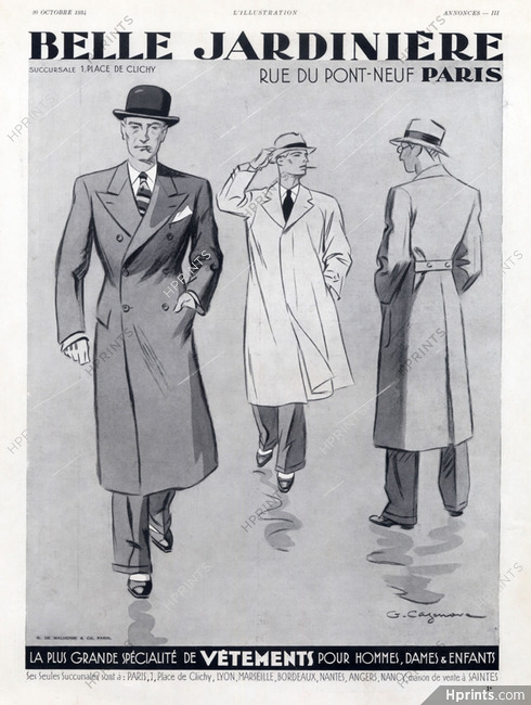 Belle Jardinière 1934 Men's Clothing, G. Cazenove
