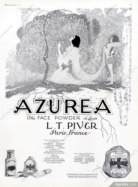 Piver (Cosmetics) 1921 Azurea