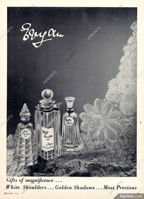 Evyan (Perfumes) 1956 White Shoulders, Golden Shadows, Most Precious