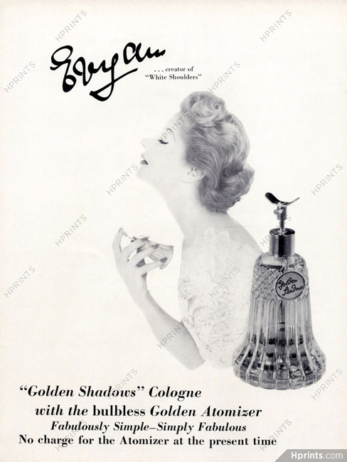 Evyan (Perfumes) 1954 Golden Shadows, Golden Atomizer