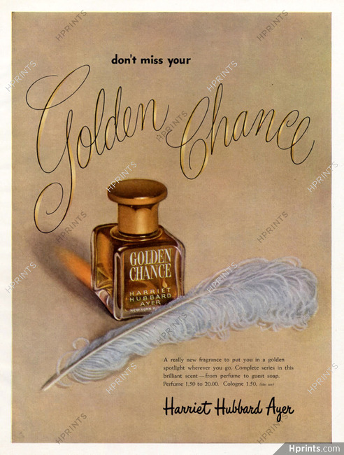 Harriet Hubbard Ayer (Perfumes) 1948 Golden Chance
