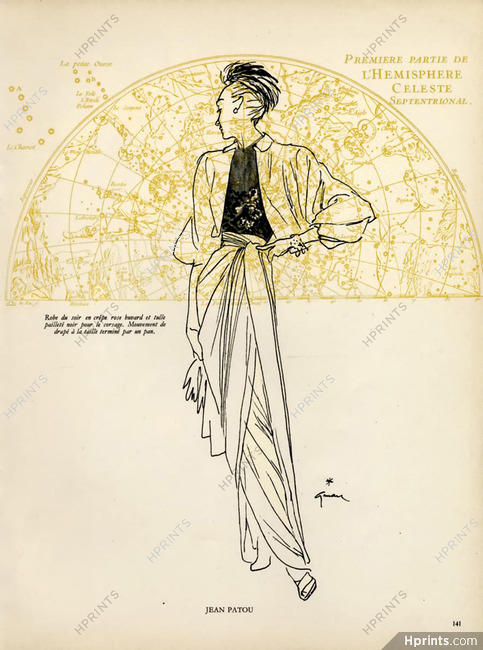 Jean Patou 1946 Evening Dress, René Gruau — Clipping