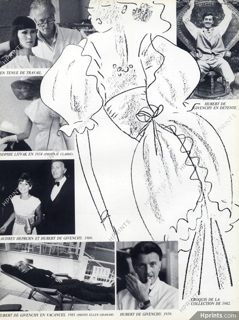 Hubert de Givenchy 1982 Evening Dress Fashion Illustration