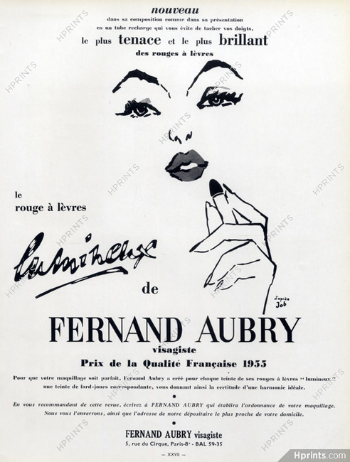 Fernand Aubry (Cosmetics) 1955 Lipstick, Drawing Job