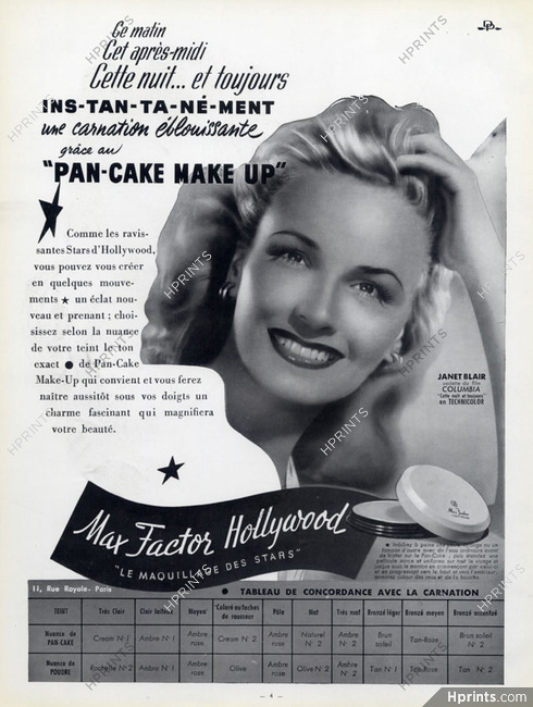Max Factor Hollywood 1949 Janet Blair, Making-Up