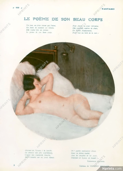 Henri Vincent-Anglade 1925 "Le Poème de son Beau Corps" Théophile Gautier, Nude