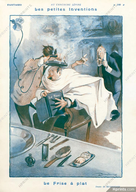 Mendousse 1925 Le Frise a Plat, Hairdresser, Concours Lepine Comic Strip