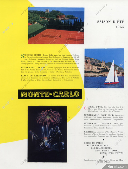 Monté-Carlo (City) 1955 Fireworks, Sporting, Beach, Plage du Larvotto...