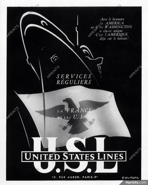 United States Lines 1950 E. Borloz, Transatlantic Liner