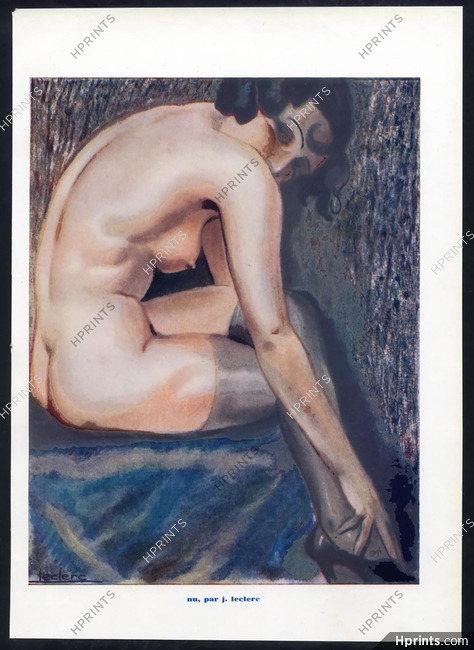 Julien Jacques Leclerc 1928 Nude Model Sexy Looking Girl