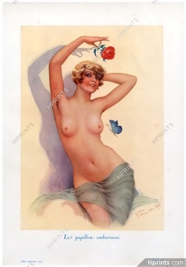 Vald'Es 1929 Le Papillon embarassé - The Shy Butterfly, Nude