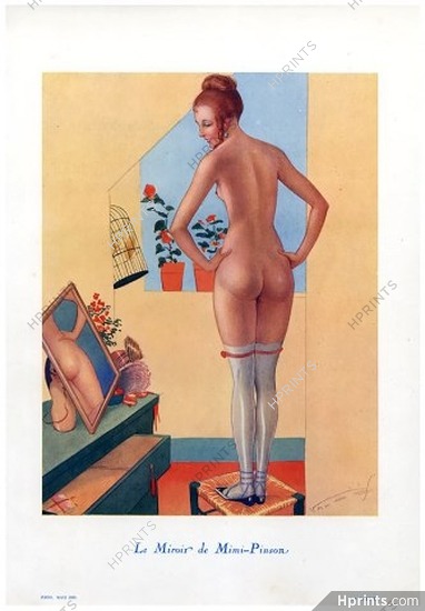 Vald'Es 1930 Le Miroir de Mimi-Pinson, Grisette Mirror Nude