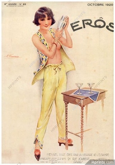 Suzanne Meunier 1929 Eros Cover, Topless Cocktail
