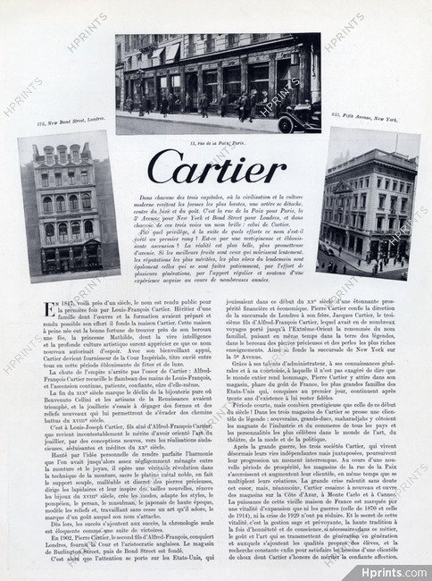Cartier 1939 Stores in Paris Rue de la Paix, New York Fifth Avenue, London New Bond Street