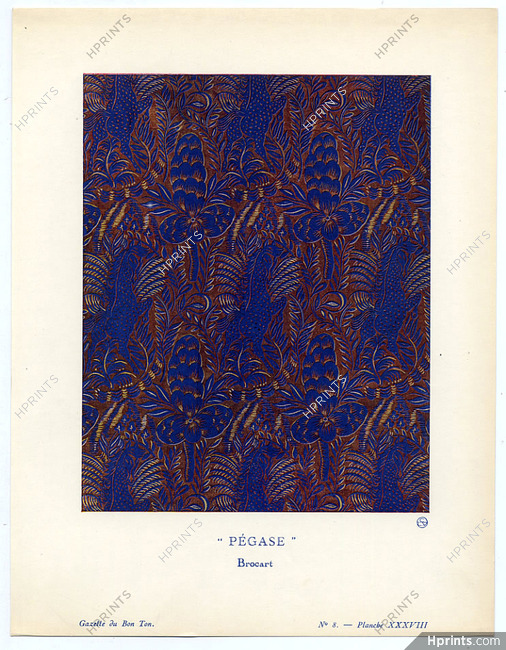 Pégase, 1920 - Raoul Dufy, Bianchini Férier, Brocart. La Gazette du Bon Ton, n°8 — Planche XXXVIII