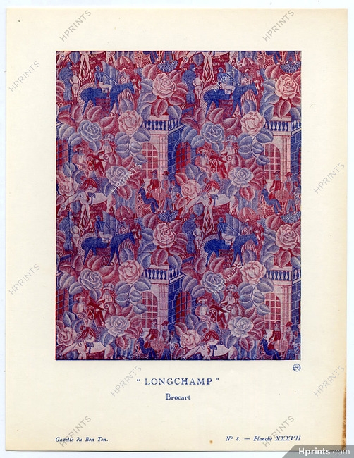 Longchamp, 1920 - Raoul Dufy, Bianchini Férier, Brocart. La Gazette du Bon Ton, n°8 — Planche XXXVII