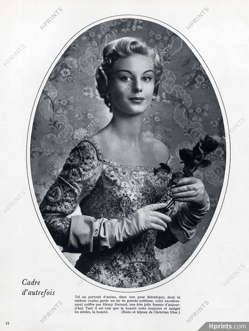 Henry Durand ( Hairstyle) 1955 Christian Dior (Dress & Jewels)