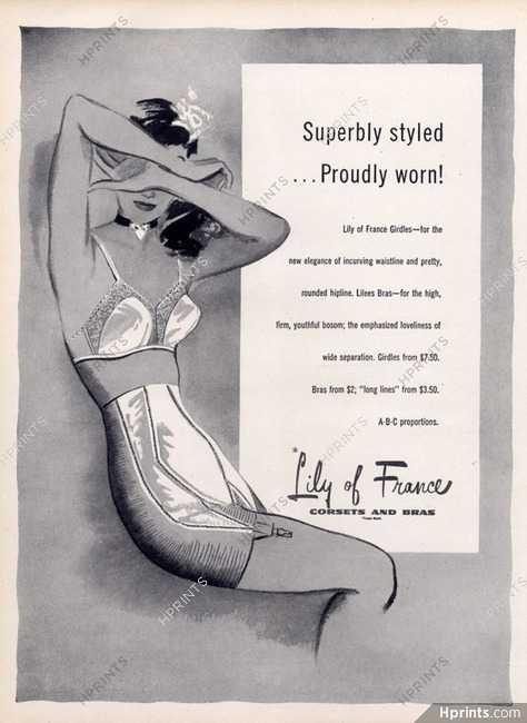 Lily of France (Girdle & Bra) 1946 — Publicité Ancienne