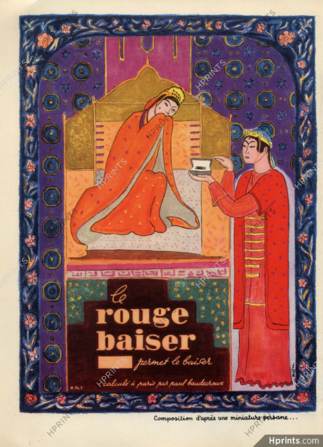 Rouge Baiser 1947 Miniature Persane, Charles Kiffer, Orientalism Oriental