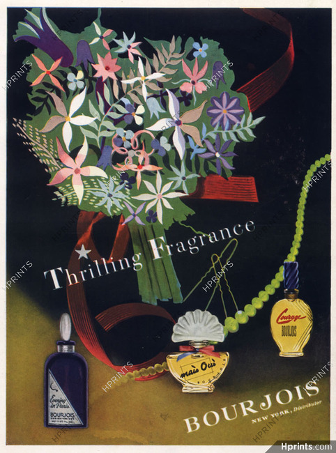 Bourjois (Perfumes) 1945 Mais Oui, Courage, Evening in Paris