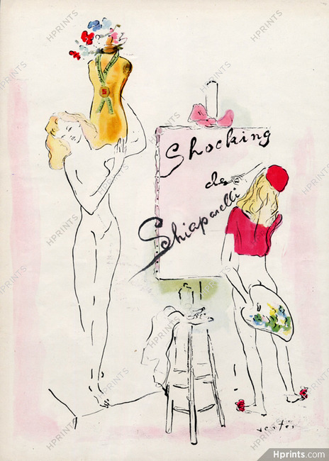 Schiaparelli (Perfumes) 1944 Shocking, Marcel Vertès, Nude Painting