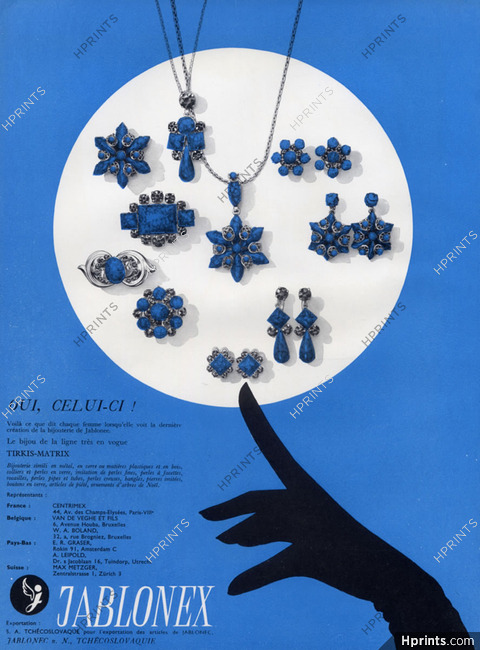 Jablonex (Jewels) 1953 Earrings, Ring, Necklace
