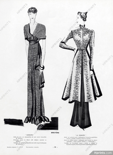 Bruyère 1934 Evening Gown, Redingote, Benigni