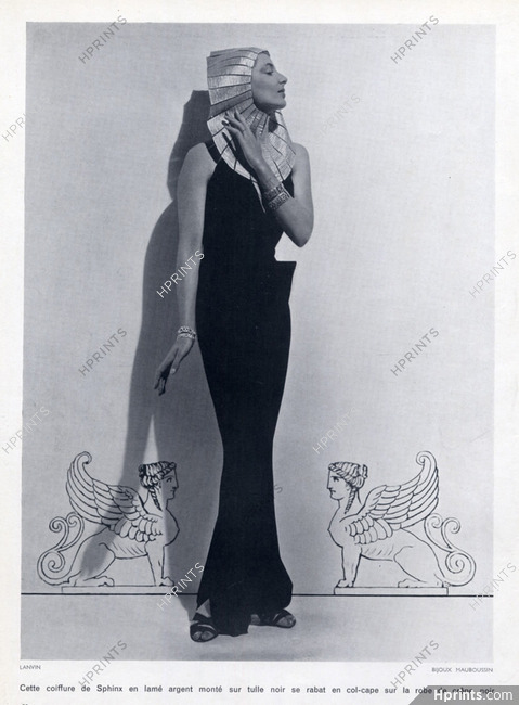 Jeanne Lanvin 1936 Coiffure de Sphinx, Col-Cape, Evening Gown