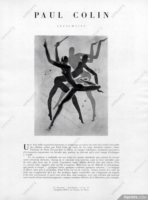 Joséphine Baker 1949 Paul Colin Affichiste, Première Revue au Casino de Paris