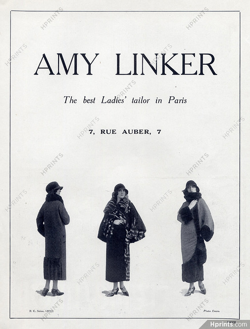 Amy Linker 1923 Coats, Furs, Photo Emera