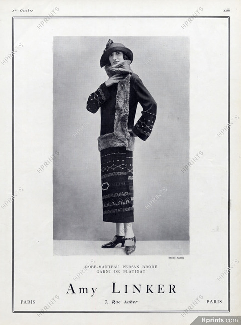 Amy Linker 1928 Robe-Manteau, Persan Brodé, Photo Rahma
