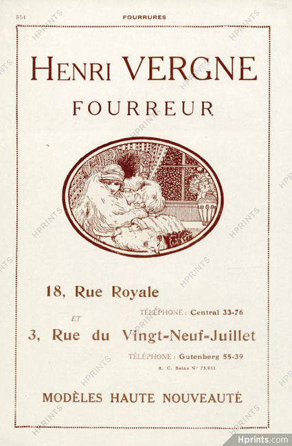 Henri Vergne (Fur clothing) 1927 Rue Royale