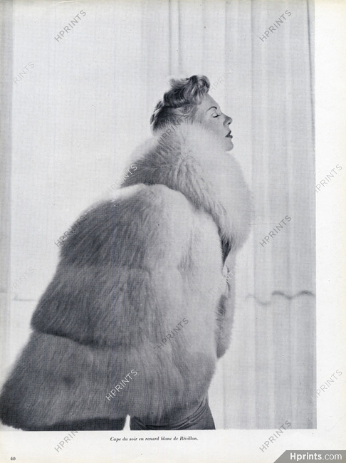 Revillon (Fur clothing) 1949 Cape du soir en Renard blanc